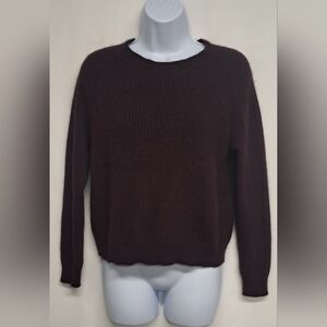 The Kooples S Angora Mix Sweater Long Sleeve Zipper Back Wine Plum Color